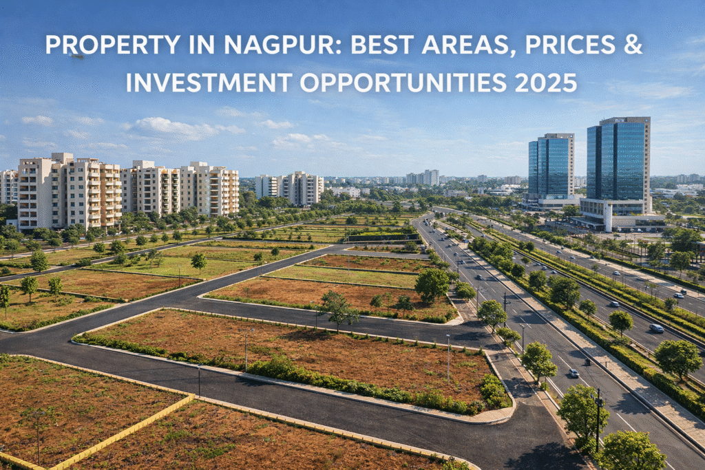 Property in Nagpur showcasing residential plots, apartments, and modern infrastructure