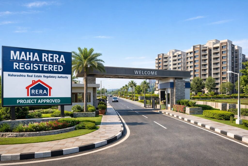 MahaRERA registered projects with approved plans, modern infrastructure, and legally compliant development