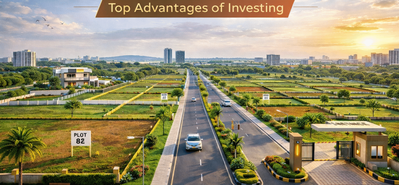 Road touch plot in Nagpur with wide paved road frontage, clear boundaries, and modern township infrastructure