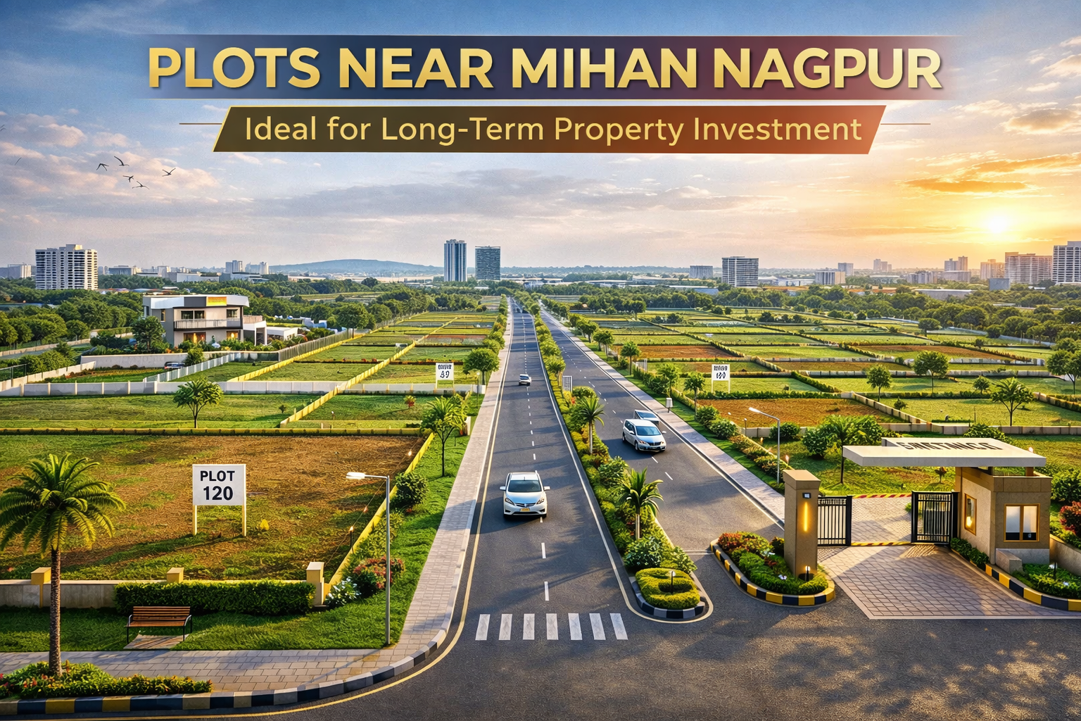 Residential plots near MIHAN Nagpur with wide roads, clear boundaries, and modern township infrastructure