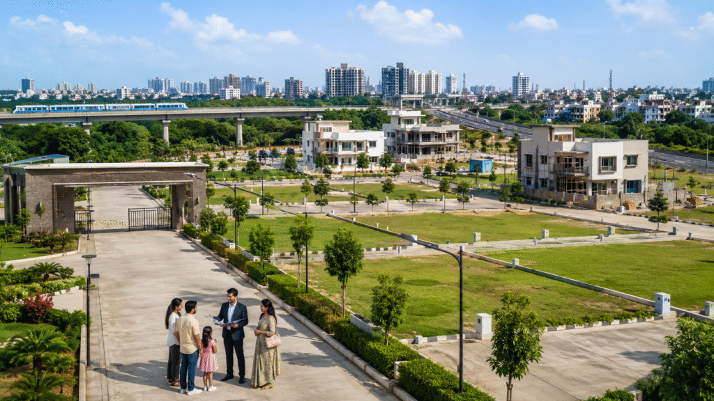 Premium Residential Plots in Nagpur with wide internal roads, modern township infrastructure, greenery, and gated community