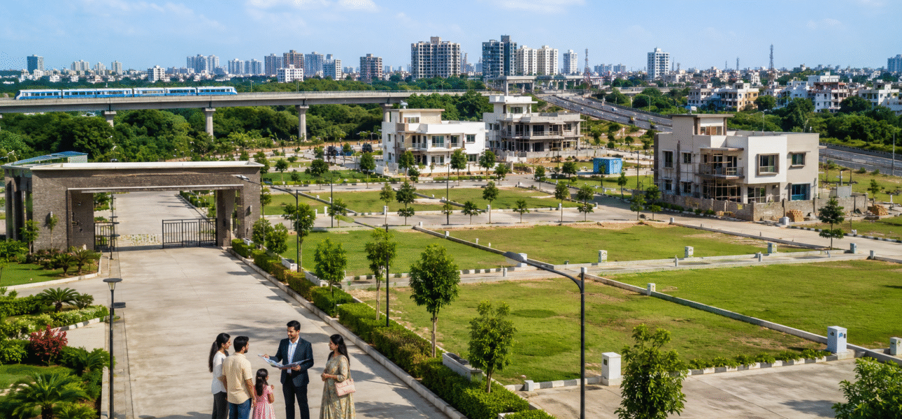 Premium Residential Plots in Nagpur with wide internal roads, modern township infrastructure, greenery, and gated community