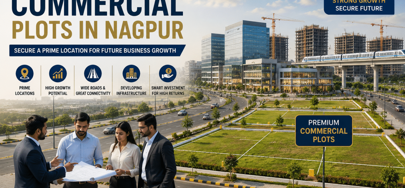 Commercial Plots in Nagpur with modern business infrastructure, wide roads, office developments, and future investment potential